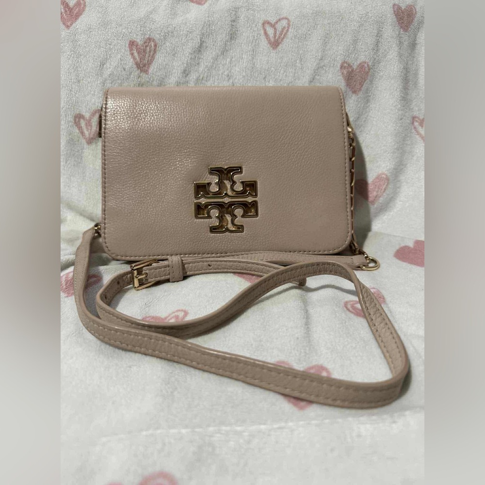 Tory Burch Britten Combo Pebbled Leather Small Crossbody Bag